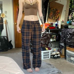 Plaid Straight Leg Pants
